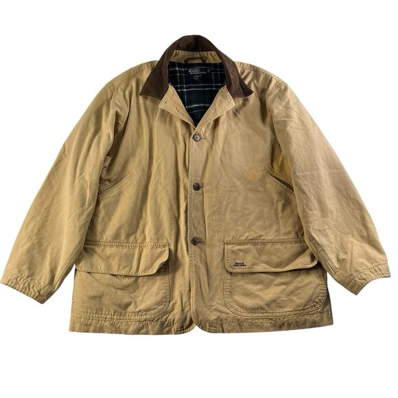 POLO Ralph Lauren L Large Chore Field Jacket Coat Corduroy Collar Flannel Lined